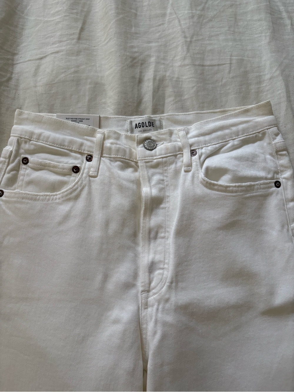 NWT Agolde Riley High Rise Straight Crop in WHIP - Picture 2 of 8